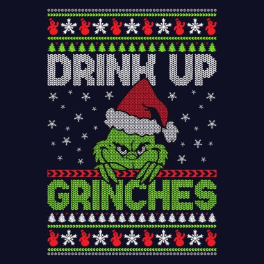 Grinch 'leri için - çirkin Noel süveteri tasarımları - vektör grafiksel
