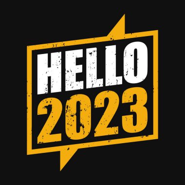 Merhaba 2023 - Yeni yıl festivali tipografik vektör tasarımı