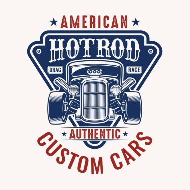 American Hotrod kalkış yarışı otantik özel arabalar - Hot Rod gömlek tasarımı vektörü