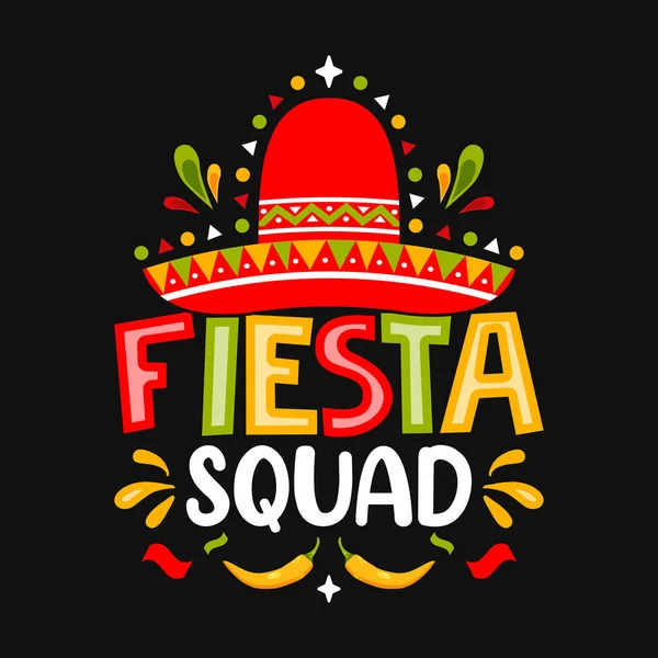 Fiesta Squad Cinco Mayo Typografie Shirt Vector Print Sjabloon — Stockvector
