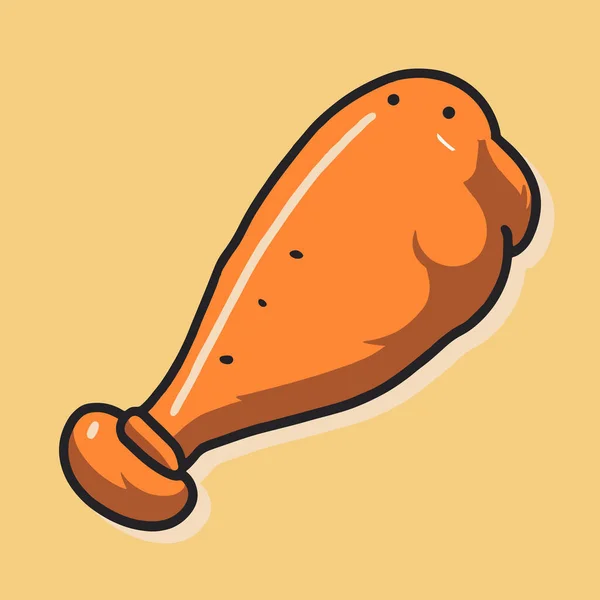 Handgezeichneter Chicken Drumstick Bunte Fast Food Vektorillustration — Stockvektor