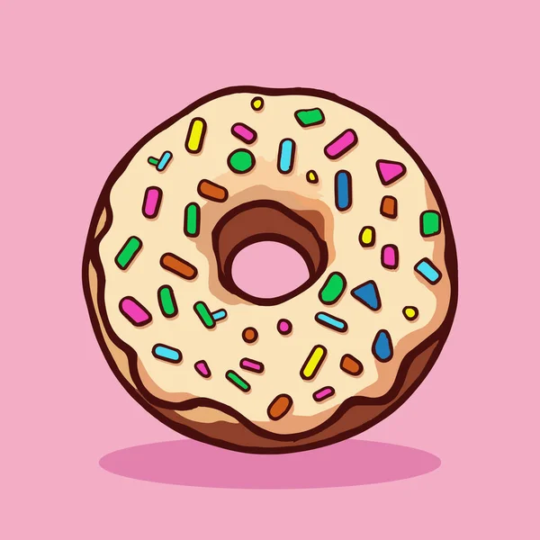 Donut Dessiné Main Illustration Vectorielle Restauration Rapide Colorée — Image vectorielle