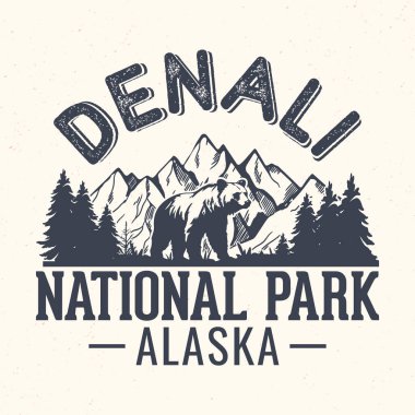 Denali Ulusal Parkı, Alaska - Turizm için Macera tişörtü tasarımı