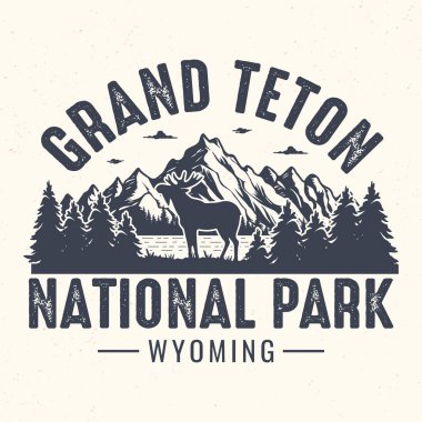 Grand Teton Ulusal Parkı, Wyoming - Turizm için Macera tişörtü tasarımı