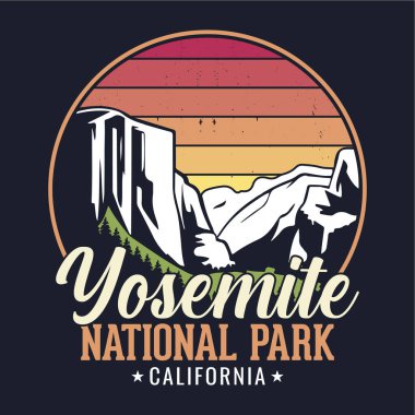 Yosemite Ulusal Parkı, Kaliforniya - Turizm için Macera tişörtü tasarımı
