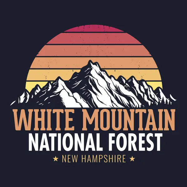 stock vector White Mountain National Forest, New Hampshire - Adventure t-shirt design for tourism