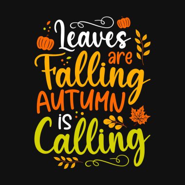 Yapraklar dökülüyor Sonbahar sonbahar tipografi tasarımı, vektör grafik
