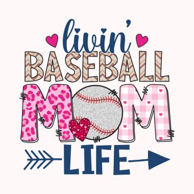 Yaşayan Beyzbol Anne Hayati Yücelik, zanaat, vektör t-shirt tasarımı