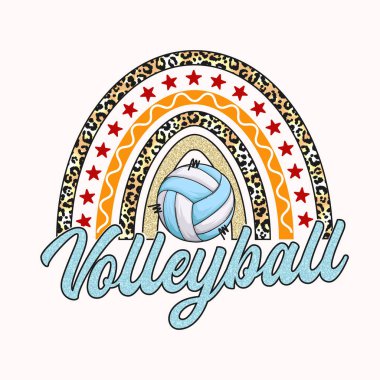 Gökkuşağı voleybol süblimleşmesi, zanaat, vektör t-shirt tasarımı