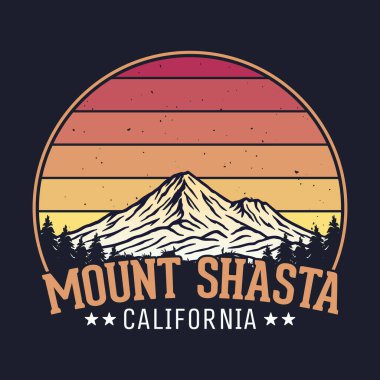 Mount Shasta, California - Turizm için Macera tişörtü tasarımı