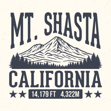 Mount Shasta, California - Turizm için Macera tişörtü tasarımı