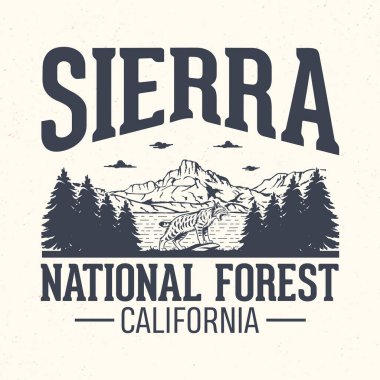 Sierra Ulusal Ormanı, Kaliforniya - Turizm için Macera tişörtü tasarımı