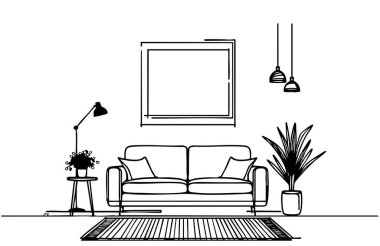 living room home with snow tree outside the window