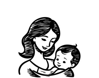 Çizgi siyah çizim gölle basit bir manzara çizer