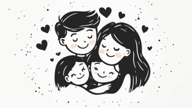 Mutlu anne, baba ve bebeğin aile portresi. Aile kucaklaşması.