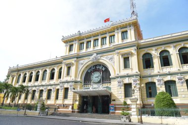 Ho Chi Mihn şehrindeki merkez postanenin manzarası, Vietnam