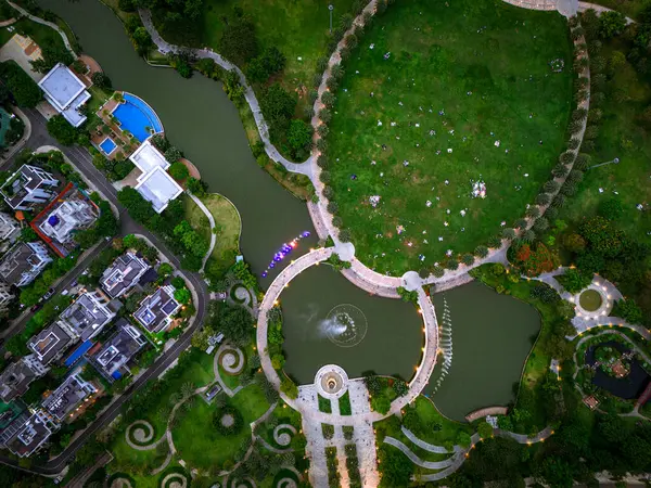 Ho Chi Minh şehrindeki parkın havadan görüntüsü
