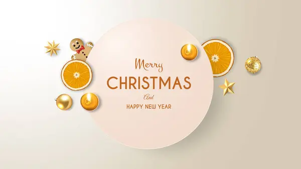 Joyeux Noël Bonne Année Fond Vectoriel Avec Des Boules Étoiles — Image vectorielle