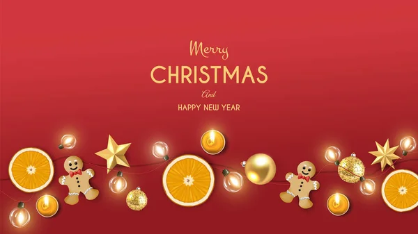Merry Christmas Happy New Year Greeting Stock Vector