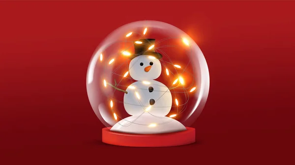 Red Christmas Snowman Light Bulb Rendering Stock Illustration