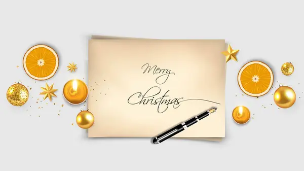 Christmas Greeting Card Golden Balls Christmas Decorations Vector Graphics