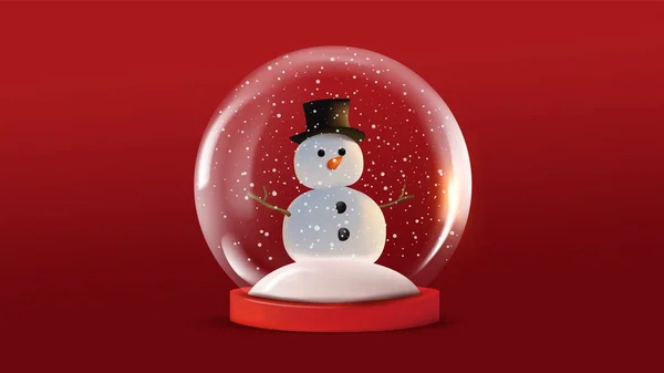 Muñeco Nieve Una Bola Vidrio Rojo Navidad Concepto Año Nuevo Ilustraciones De Stock Sin Royalties Gratis
