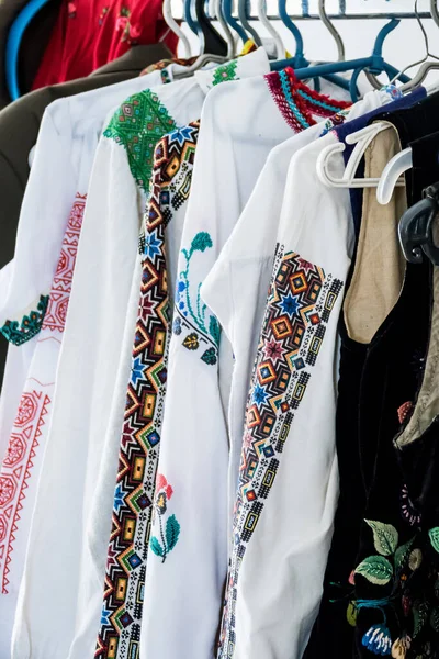 Kézzel Hímzett Ritkaságok Ukrán Hímzés Nemzeti Dísszel Törölközőn Ingen Szöveten — Stock Fotó