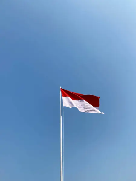 Індонезійський Прапор Червоно Білий Прапор Національний Символ Індонезії Індонезійські Прапороносці — стокове фото
