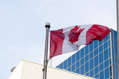 Bayrak direğindeki Kanada bayrağının alt görüntüsü