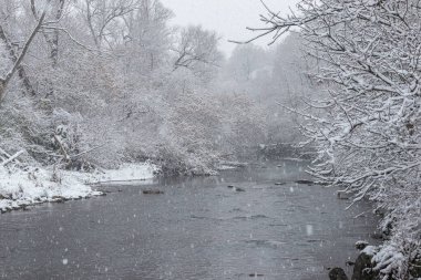 View at the Etobicoke creek in winter, near Toronto, Canada