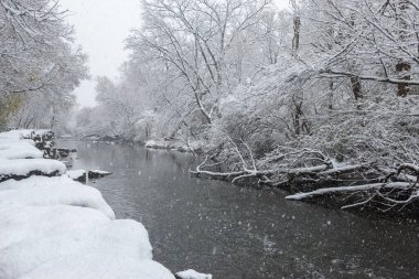 View at the Etobicoke creek in winter, near Toronto, Canada