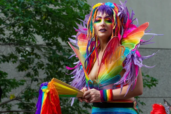 stock image Toronto, ON, Canada  June 26, 2022: Participants at the 2022 Annual Pride Parade of Pride Month in Toronto Downtown.