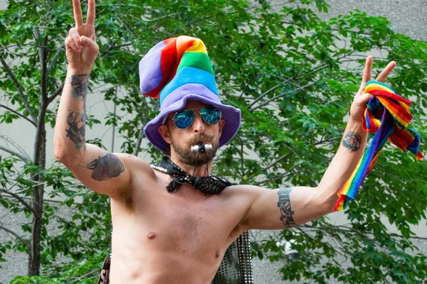 Toronto Canadá Junio 2022 Participantes Desfile Anual Del Orgullo Del — Foto de Stock