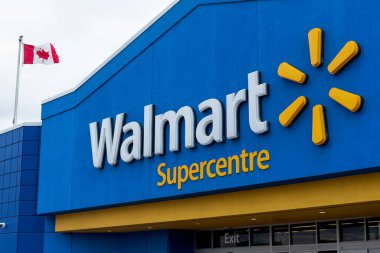 Toronto, ON, Kanada - 30 Ağustos 2023: Amerika 'daki Walmart süpermarketinin logosu