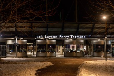 Toronto, ON, Canada - August 27, 2023: View at Jack Layton Ferry terminal sign in Toronto clipart