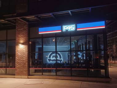 Toronto, ON, Canada  April 5, 2024: View at the F45 fitness studio sign in Toronto. clipart