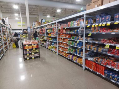 Toronto, On, Canada - April 14, 2024: View the shelves of the  FreshCo grocery store in Canada clipart