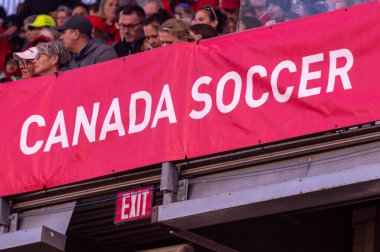 Toronto, ON, Kanada 2 Ekim 2023: BMO Stadyumu 'ndaki Kanada Futbol logosuna bakın..