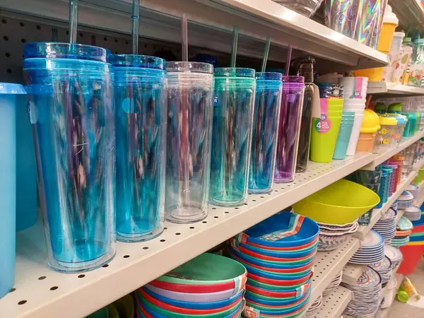 Stock image Toronto, On, Canada - July 14, 2024: Different products stand in a row on the store shelves