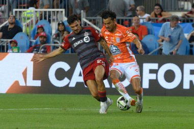 Toronto, ON, Kanada - 4 Ağustos 2024: Daniel Alonso Aceves Patio # 3 Pachuca, Toronto FC (Kanada) - C.F. Pachuca (Meksika) BMO Sahasında (Toronto 2-1 kazandı).