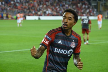 Toronto, ON, Kanada - 4 Ağustos 2024: Toronto FC 'nin Jahkeele Marshall-Rutty # 7 forveti Toronto FC (Kanada) ile C.F. Pachuca (Meksika) BMO Sahasında (Toronto 2-1 kazandı)