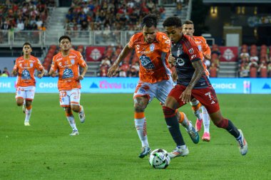Toronto, ON, Kanada - 4 Ağustos 2024: Toronto FC 'nin Jahkeele Marshall-Rutty # 7 forveti Toronto FC (Kanada) ile C.F. Pachuca (Meksika) BMO Sahasında (Toronto 2-1 kazandı)
