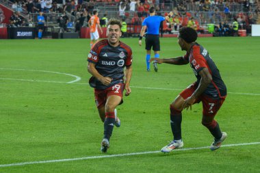 Toronto, ON, Kanada - 4 Ağustos 2024: Toronto FC 'nin 19 numaralı defans oyuncusu Toronto FC (Kanada) - C.F. Pachuca (Meksika) BMO Sahasında (Toronto 2-1 kazandı)