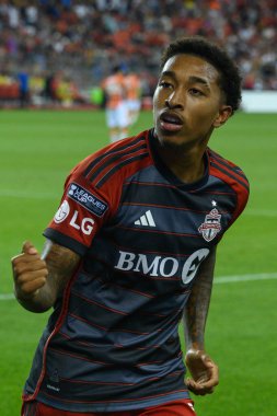 Toronto, ON, Kanada - 4 Ağustos 2024: Toronto FC 'nin Jahkeele Marshall-Rutty # 7 forveti Toronto FC (Kanada) ile C.F. Pachuca (Meksika) BMO Sahasında (Toronto 2-1 kazandı)