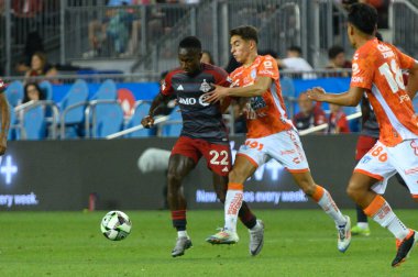 Toronto, ON, Kanada - 4 Ağustos 2024: Toronto FC 'nin 22 numaralı oyuncusu Richie Laryea Toronto FC (Kanada) ile C.F. Pachuca (Meksika) BMO Sahasında (Toronto 2-1 kazandı)