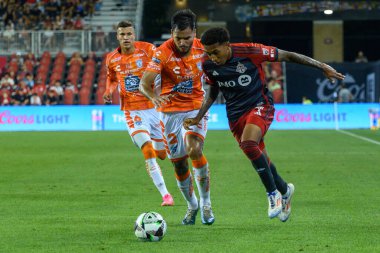 Toronto, ON, Kanada - 4 Ağustos 2024: Toronto FC 'nin Jahkeele Marshall-Rutty # 7 forveti Toronto FC (Kanada) ile C.F. Pachuca (Meksika) BMO Sahasında (Toronto 2-1 kazandı)