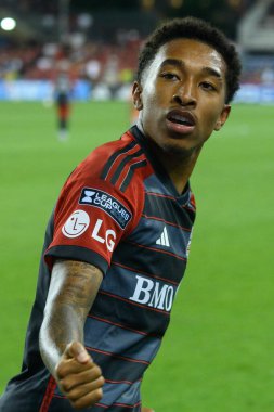 Toronto, ON, Kanada - 4 Ağustos 2024: Toronto FC 'nin Jahkeele Marshall-Rutty # 7 forveti Toronto FC (Kanada) ile C.F. Pachuca (Meksika) BMO Sahasında (Toronto 2-1 kazandı)