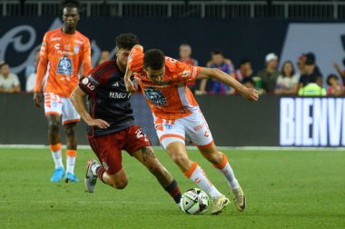 Toronto, On, Kanada - 4 Ağustos 2024: Oussama Idrissi # 11F Pachuca, Toronto FC (Kanada) ve C.F. arasındaki Lig Kupası maçında topu sürüyor. Pachuca (Meksika) BMO Sahasında (Toronto 2-1 kazandı)
