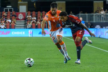 Toronto, ON, Kanada - 4 Ağustos 2024: Toronto FC 'nin Jahkeele Marshall-Rutty # 7 forveti Toronto FC (Kanada) ile C.F. Pachuca (Meksika) BMO Sahasında (Toronto 2-1 kazandı)