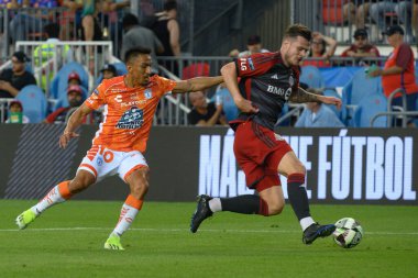 Toronto, ON, Kanada - 4 Ağustos 2024: Toronto FC 'nin Kevin Long # 5 numaralı defans oyuncusu Toronto FC (Kanada) ile C.F. Pachuca (Meksika) BMO Sahasında (Toronto 2-1 kazandı)